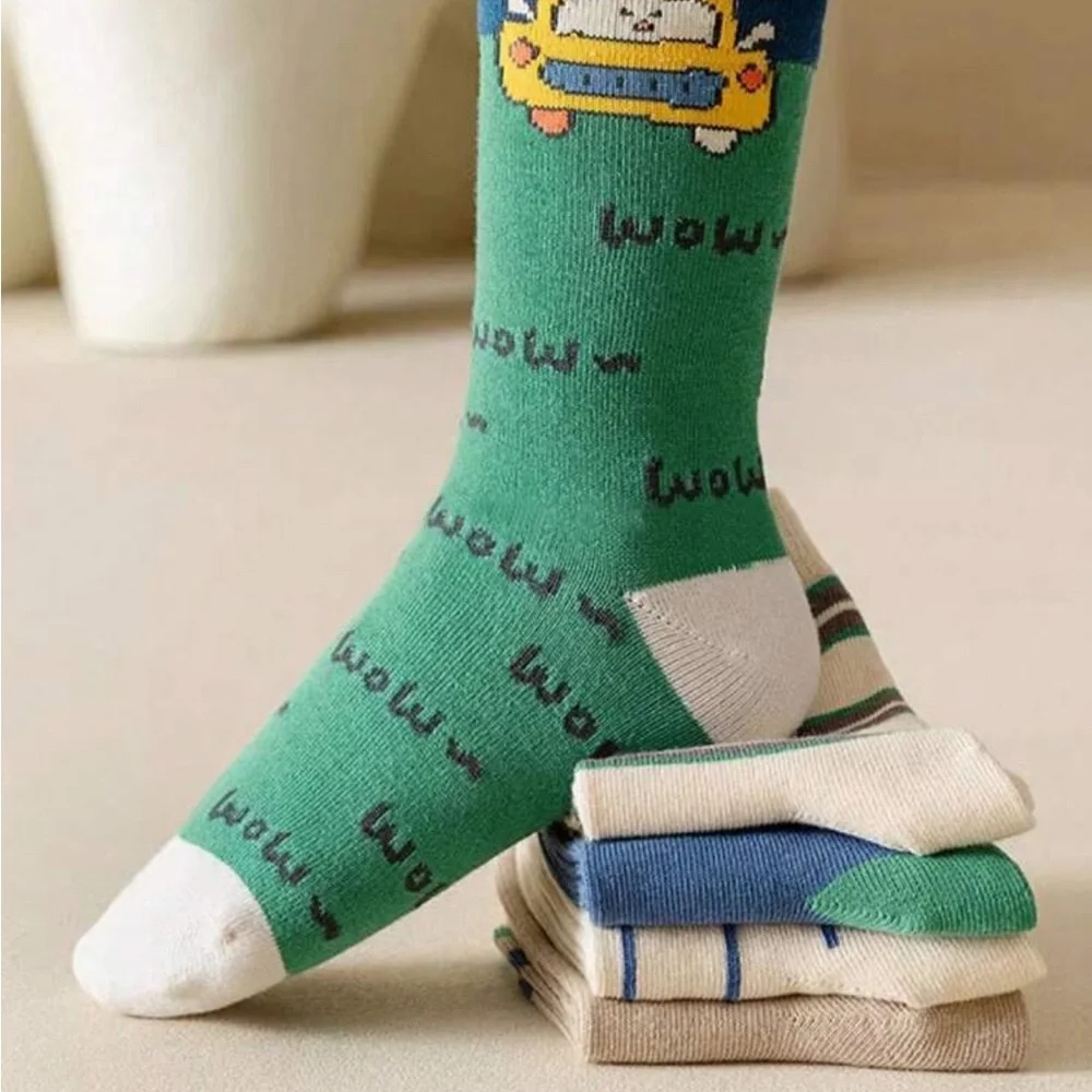Kids New Colorful Cartoon Socks - (5 Pairs)